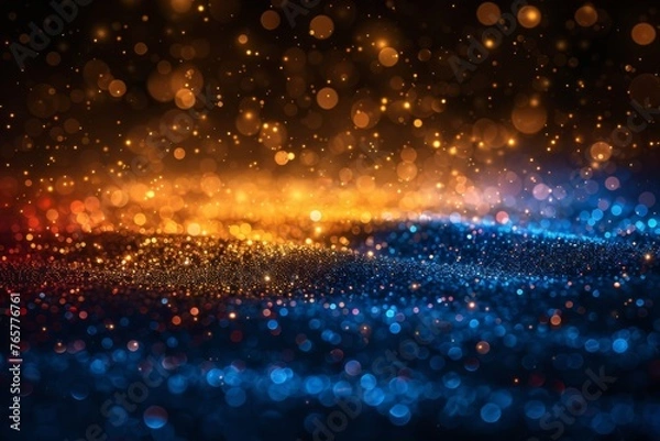 Fototapeta black background with Bavarian flag colors in glitter and bokeh