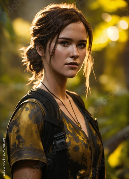 Fototapeta Ellie's Elegance The Last of Us Character Dons a Striking Black and Gold Dress