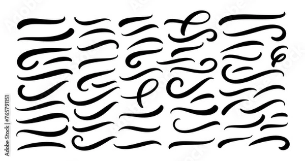 Fototapeta Set of hand lettering underlines lines. Vector underline stroke. Design concept element collection.