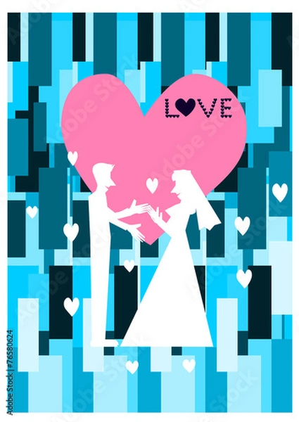 Fototapeta Silhouette, wedding invitation card vector