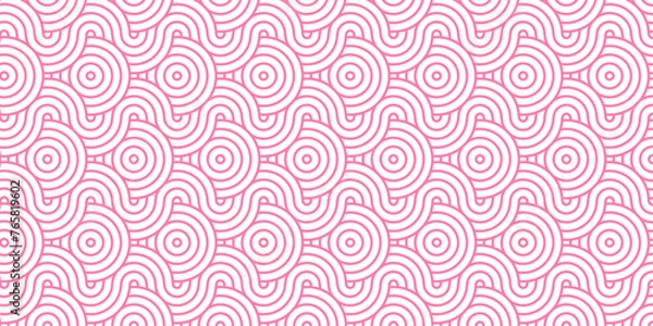 Obraz Overlapping Pattern Minimal diamond geometric waves spiral transparent and abstract circle wave line. pink seamless tile stripe geometric create retro square line backdrop pattern background.