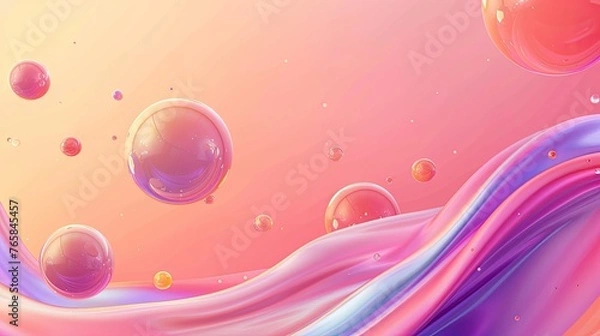Fototapeta Multicolored Abstract Waves Surrounding Spheres
