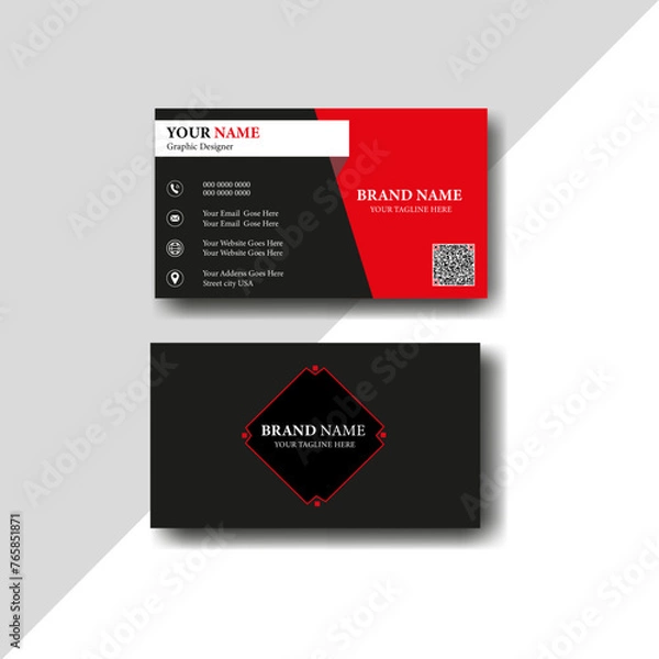Fototapeta Creative and Clean Business Card Template.  modern wavy theme, double sided business card design