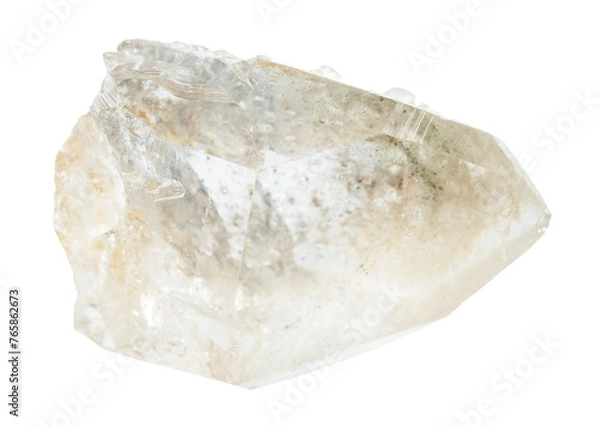 Fototapeta close up of sample of natural stone from geological collection - rough rock-crystal isolated on white background from Bashkiria