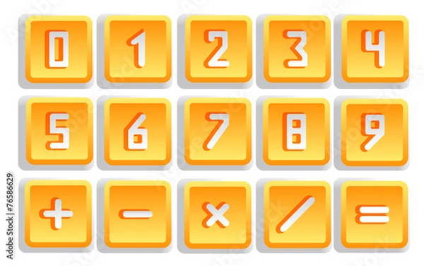 Obraz Yellow Numeric Button Set