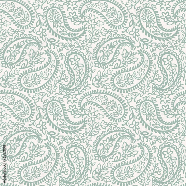 Obraz Seamless paisley repeat pattern vector file. Block print. Boho style