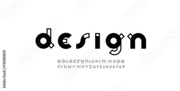 Fototapeta alphabet font, rounded lettering, letters A, B, C, D, E, F, G, H, I, J, K, L, M, N, O, P, Q, R, S, T, U, V, W, X, Y, Z and numerals 0, 1, 2, 3, 4, 5, 6, 7, 8, 9, vector illustration 10EPS