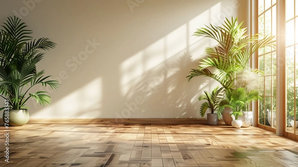 Obraz Airy Empty Room with Botanical Touches
