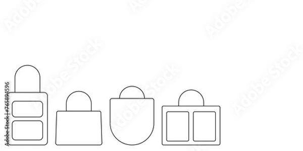 Obraz Women fashion handbags collection, vector outline icon illustration. Different types of stylish bags isolated on a white background.