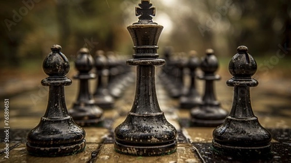 Fototapeta An image of corporate strategy, chess, generated with AI