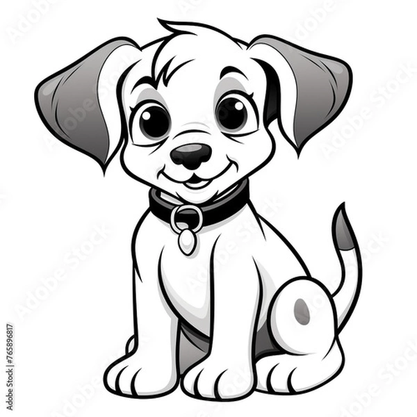 Fototapeta Minimalist cartoon Puppy coloring page сreated with Generative Ai