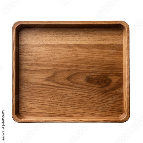 Fototapeta A wooden serving tray seen from above isolated on a transparent background
