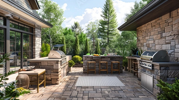 Obraz Beautifully Landscaped Outdoor Kitchen
