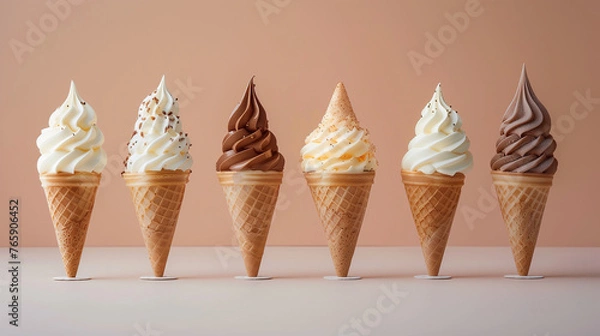 Fototapeta Ice cream and soft serve cones