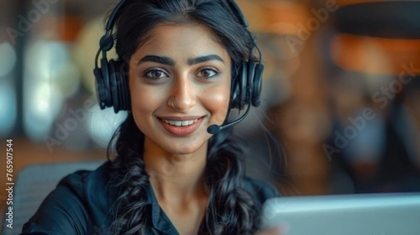Fototapeta Confident and generous Indian customer service sales