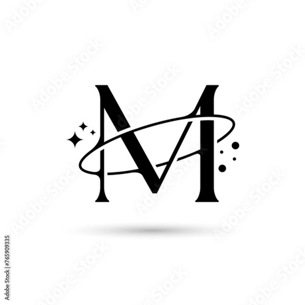 Obraz Letter M Vector Logo On Which An Abstract Image Of A Planet