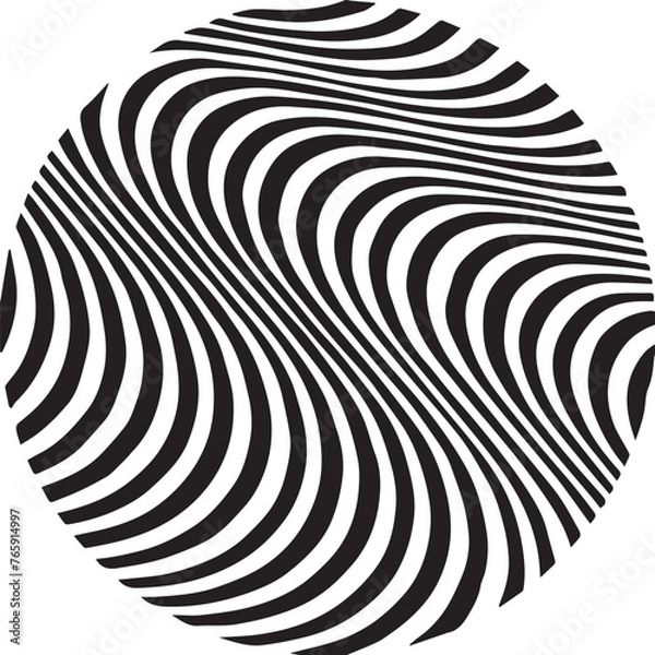 Obraz optical illusion, element, circle, black and white stripes, sticker, design graphic symbols of the company logo, the ability to change color and size.
