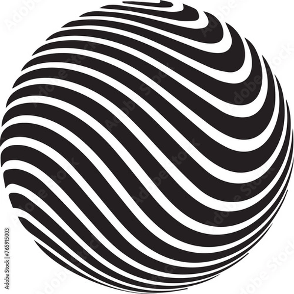 Fototapeta optical illusion, element, circle, black and white stripes, sticker, design graphic symbols of the company logo, the ability to change color and size.
