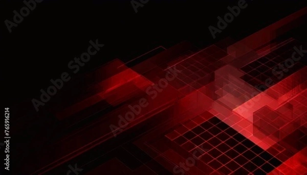 Fototapeta Red on a dark abstract geometric pattern background