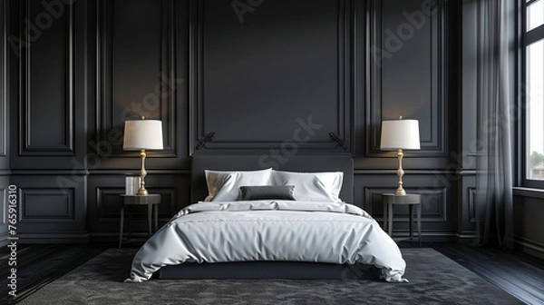 Obraz Urban Chic Gray Bedroom with Versatile Design Potential