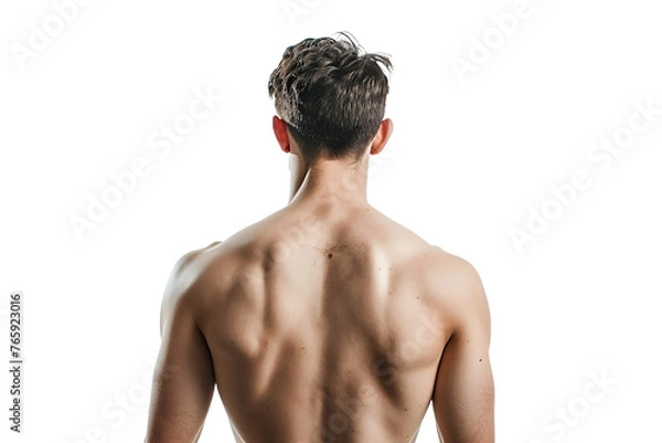 Obraz back of a fit person isolated on a white background