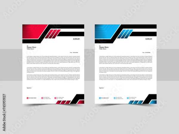 Fototapeta Modern creative & clean business style letterhead of your corporate project design.  Print with vector & illustration. 