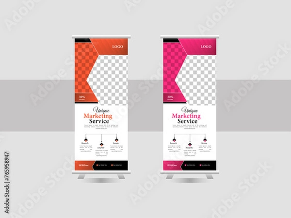 Fototapeta Roll Up Corporate roll-up banner for your business. Abstract design with creative layout template. Banner 13