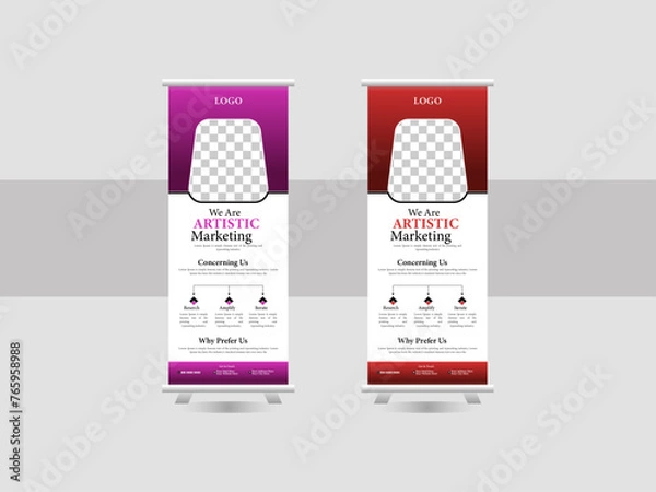 Fototapeta Corporate roll-up banner for your business. Business roll up banner design for business events, annual meetings, presentations, marketing, promotions and advertising.