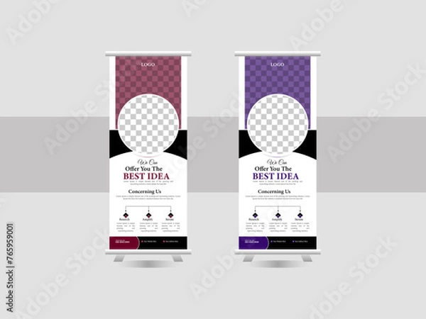 Fototapeta Corporate roll-up banner for your business. Business roll up banner design for business events, annual meetings, presentations, marketing, promotions and advertising.