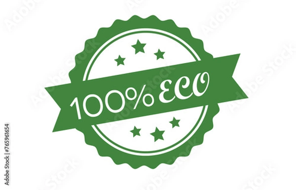 Obraz 100 % eco green logo stamp vector design