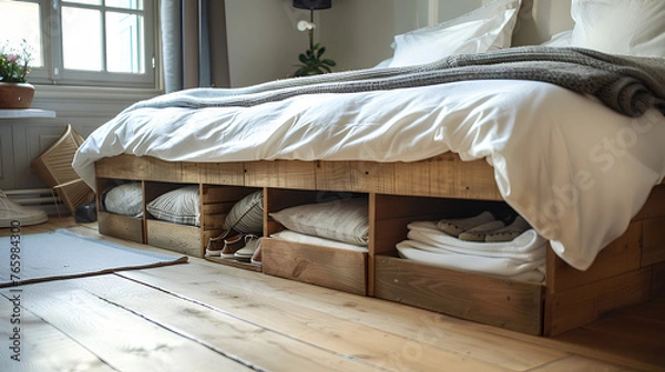 Fototapeta beautiful storage of things under the bed