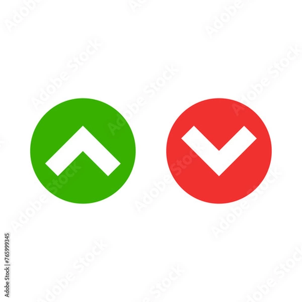 Fototapeta Green up and red down arrow vectors, Cursor arrow vector up and down, Arrows up and down, Arrow vectors