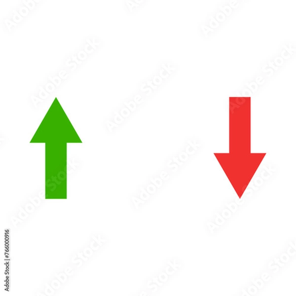 Fototapeta Green up and red down arrow vectors, Cursor arrow vector up and down, Arrows up and down, Arrow vectors