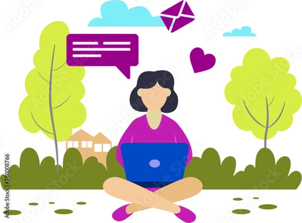 Fototapeta vector illustrations onboarding working outside digital resource