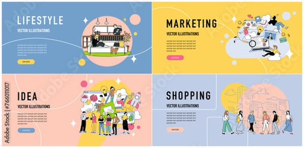 Obraz 人物 おしゃれイラスト素材	