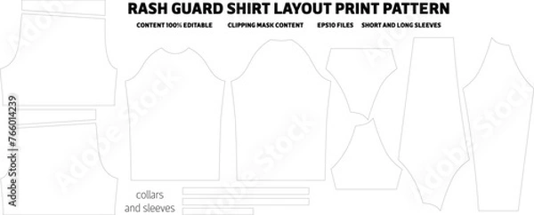 Fototapeta rash guard short and long sleeve uniform layout print pattern