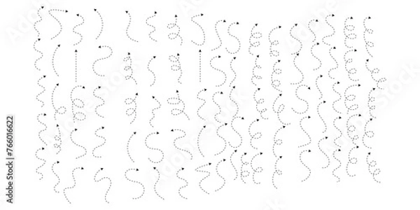 Fototapeta Set of black dotted arrows vectors, Arrow icon, Arrow vector collection, Dotted Arrow cursor, Modern simple arrows, Vector illustration, Arrow vectors