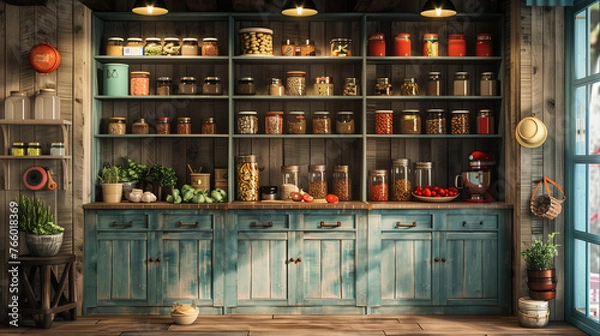 Fototapeta Stylish Simplicity: Minimalist Pantry Shelving Designs