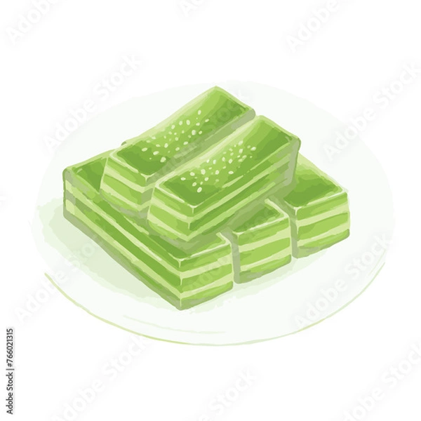 Obraz Steamed pandan layer cake, Thai dessert