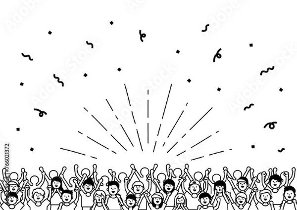 Obraz たくさんの人が応援しているイラスト