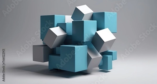 Obraz Abstract 3d render, geometric design of a Cubic Abstraction