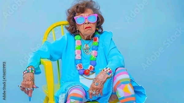 Obraz Older lady enjoying and playing