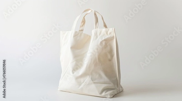 Fototapeta Calico bag reduce the use of plastic bags, the concept of releasing global warming. Isolated on white background this has clipping path