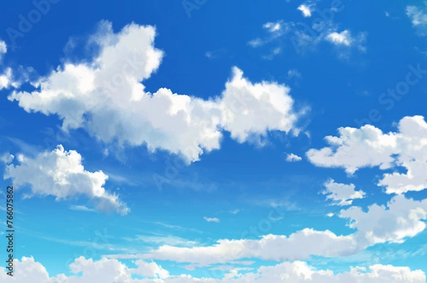 Obraz 背景イラスト_青空と雲