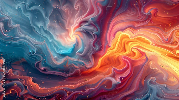 Fototapeta Swirling and eddying paint waves in a hypnotic pattern.