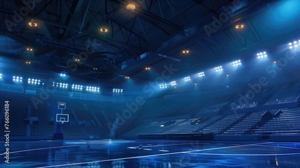 Fototapeta basketball arena, stadium, sports ground with flashlights
