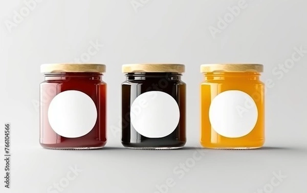 Obraz Honey jars mockup with blank label