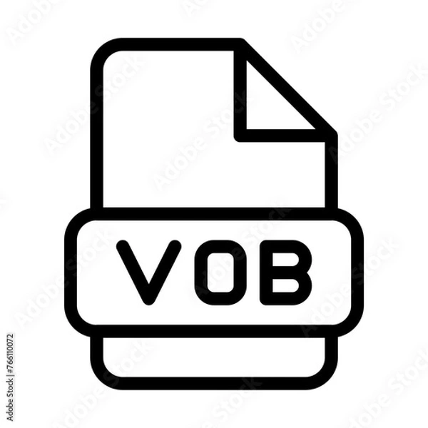 Fototapeta Vob File Icon. Type Files Sign outline symbol Design, Icons Format Type Data. Vector Illustration.