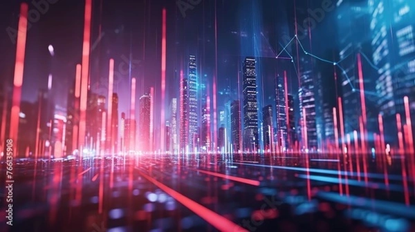 Fototapeta Stock market trading graph in a visual style appropriate for finance 