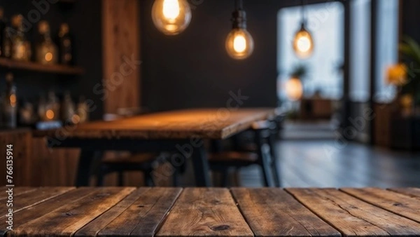 Fototapeta Versatile Empty Table Against Blurred Background, Perfect for Any Setting, 